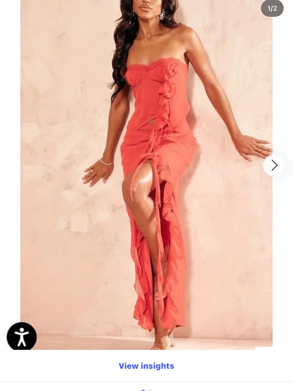 PrettyLittleThing Red Strapless Ruffle Set